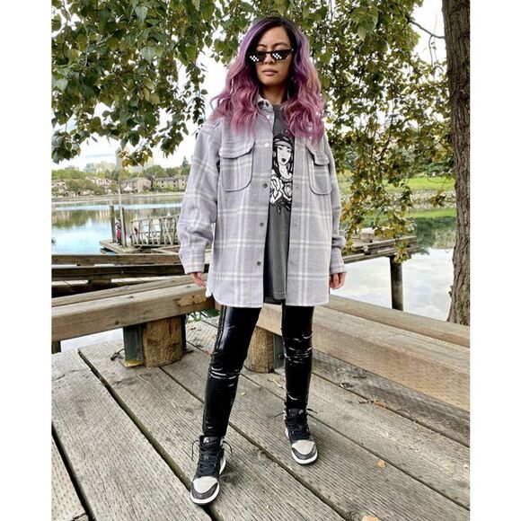 Felted Shirt Jacket Shacket H&M New - Picture 7 of 9